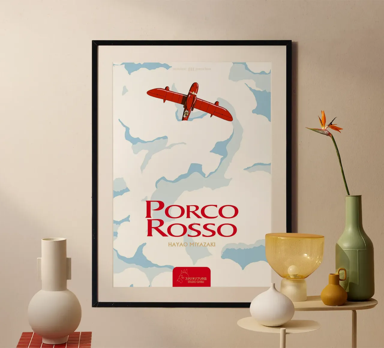 Porco Rosso – Studio Ghibli poster con telaio in legno da Attaboy Dsgn
