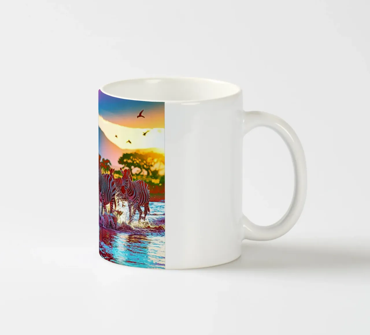 TROUPEAU DE ZEBRES AU SOLEIL COUCHANT. Couleur tazza in ceramica da Thierry vobmann photography