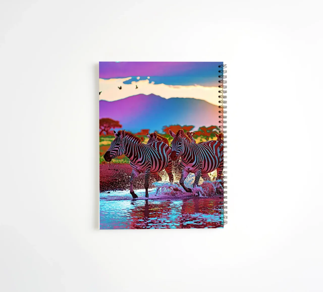 TROUPEAU DE ZEBRES AU SOLEIL COUCHANT. Couleur spiral notebook by Thierry vobmann photography