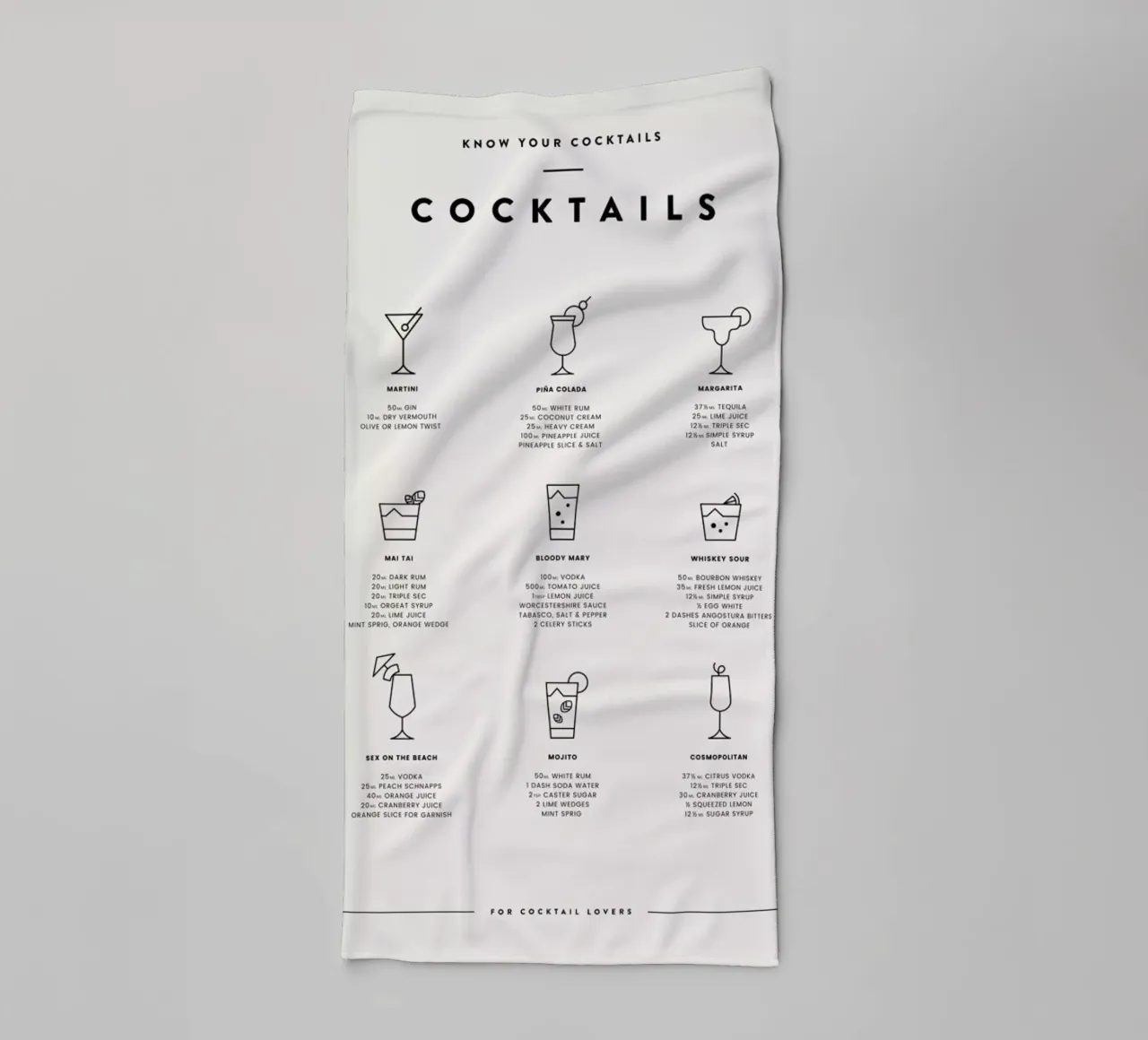 Cocktail Chart 2 asciugamano da bagno da daylight design studio