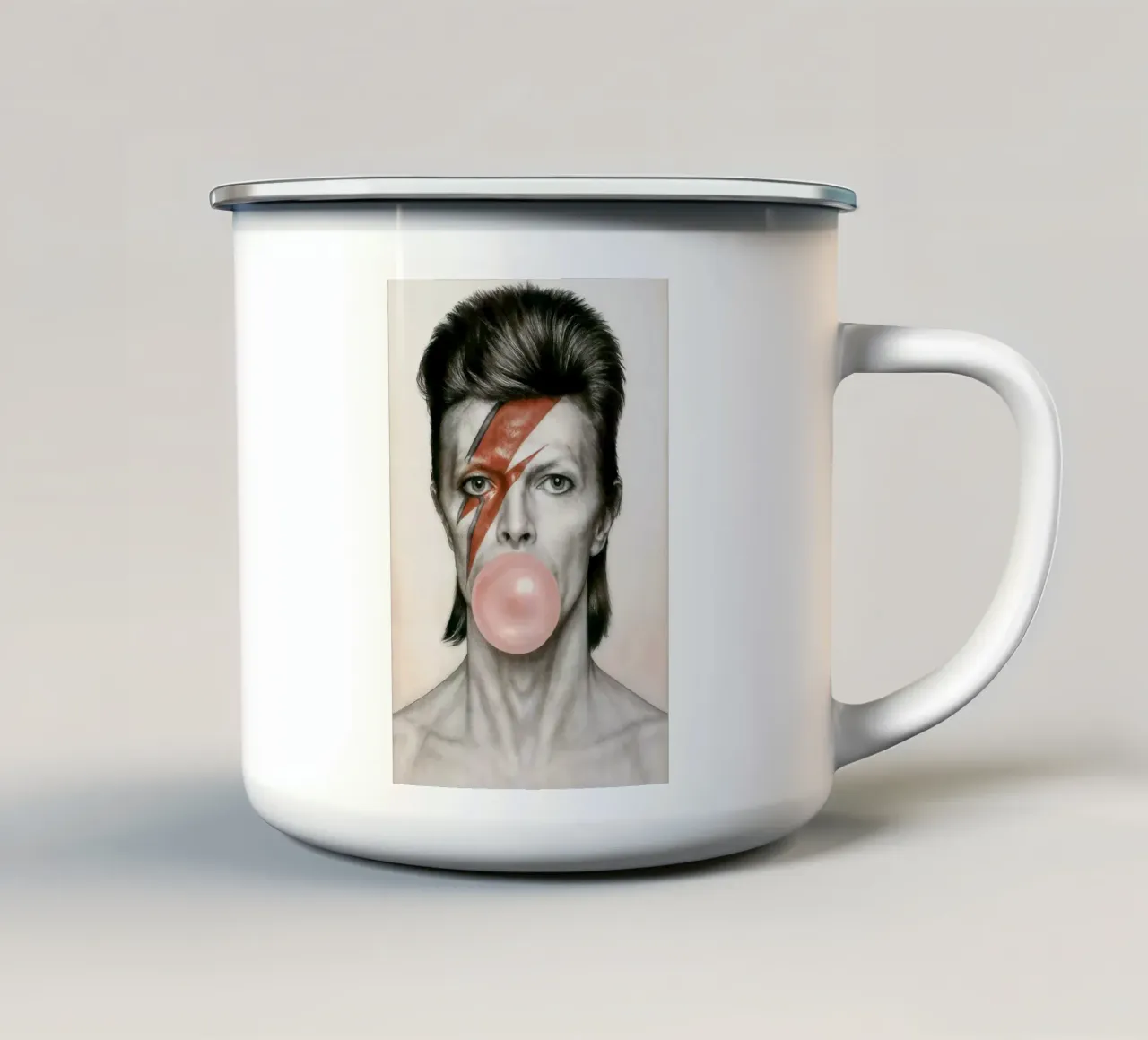 Bowie with a Pop Emaille Tasse von CNTRL