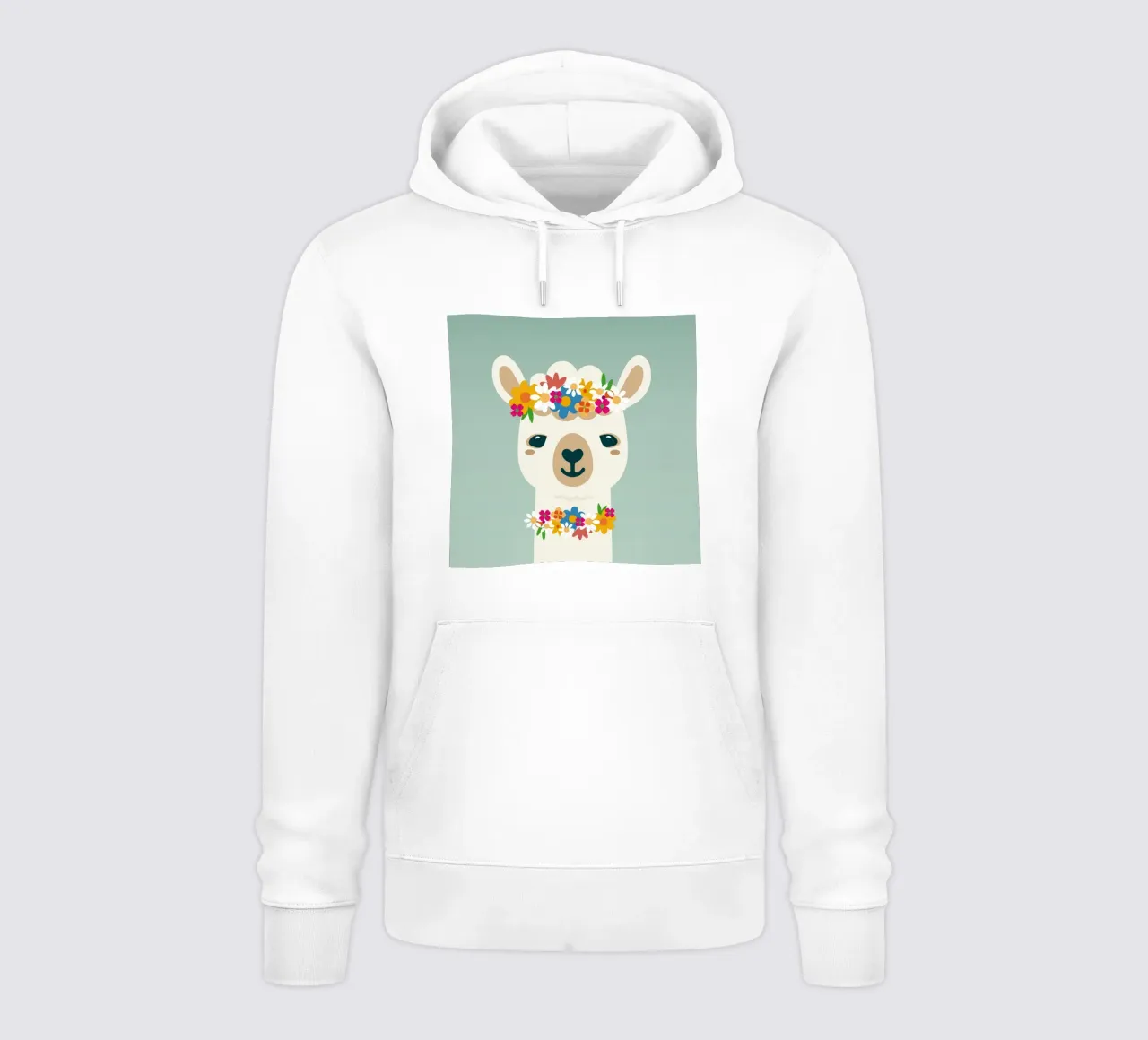 Alpaca fiorita con ghirlanda - Allegro motivo estivo felpa con cappuccio da namosh