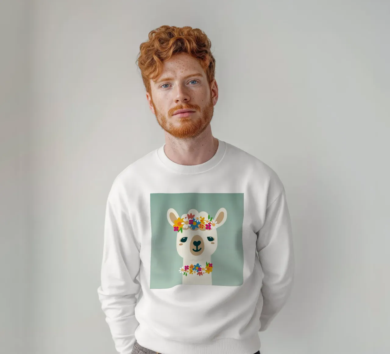 Alpaca fiorita con ghirlanda - Allegro motivo estivo felpa da namosh