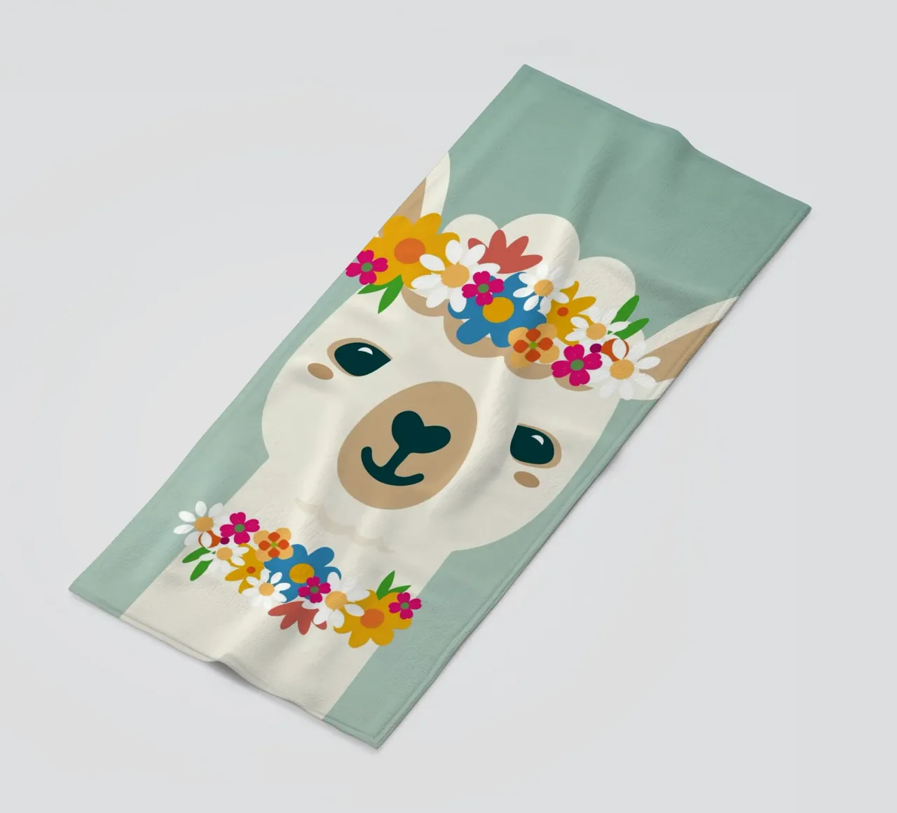 Alpaca fiorita con ghirlanda - Allegro motivo estivo telo mare da namosh