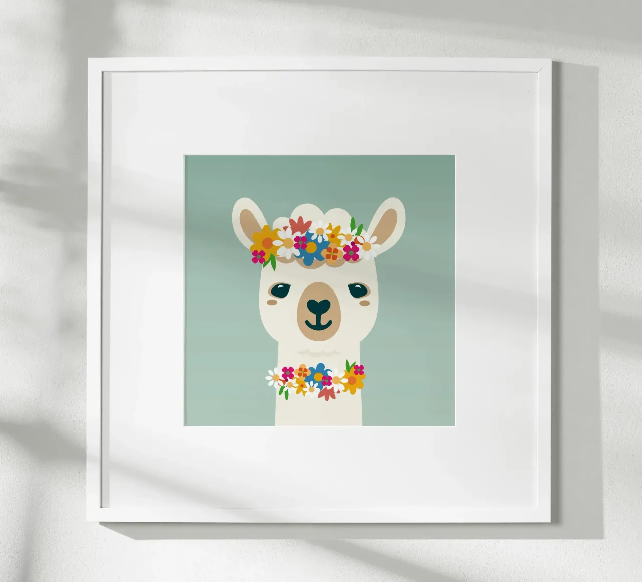 Alpaca floreada con corona - Alegre motivo veraniego hahnemühle de namosh