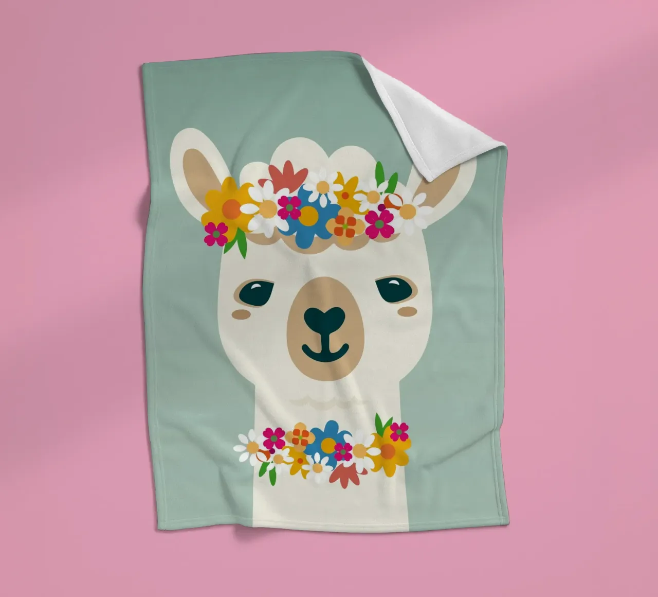 Alpaca fiorita con ghirlanda - Allegro motivo estivo coperta in pile da namosh