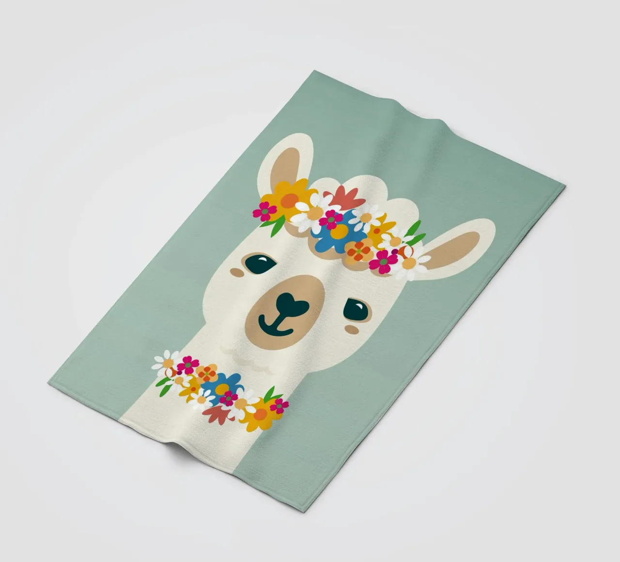 Alpaca fiorita con ghirlanda - Allegro motivo estivo coperta in pile da namosh