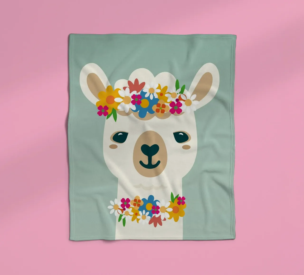 Alpaca fiorita con ghirlanda - Allegro motivo estivo coperta in pile da namosh