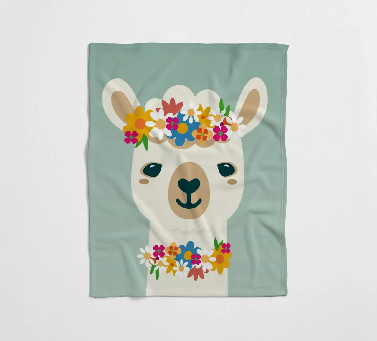 Alpaca fiorita con ghirlanda - Allegro motivo estivo coperta in pile da namosh
