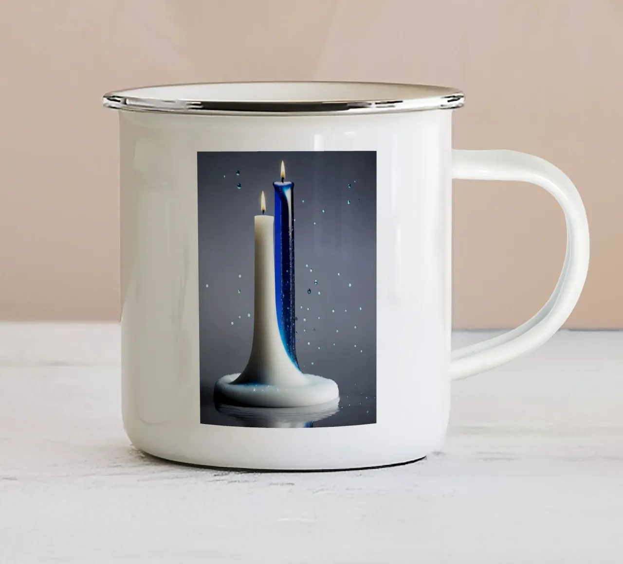 Kerzen Blau Weiß tazza in smalto da kosinsart.gallery