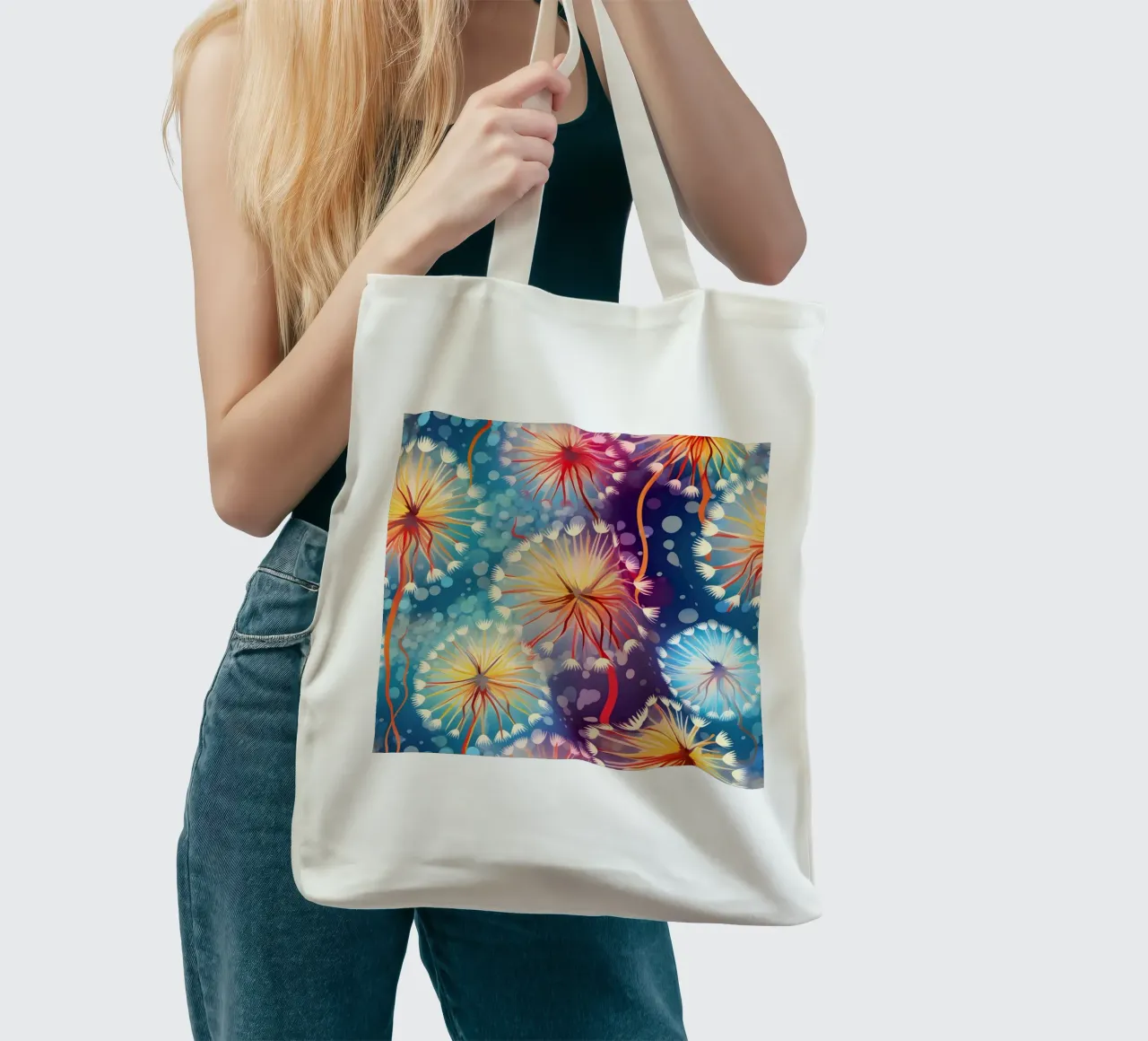 Cosmic Bloom Dandelions tote bag by Botanical Pattern House
