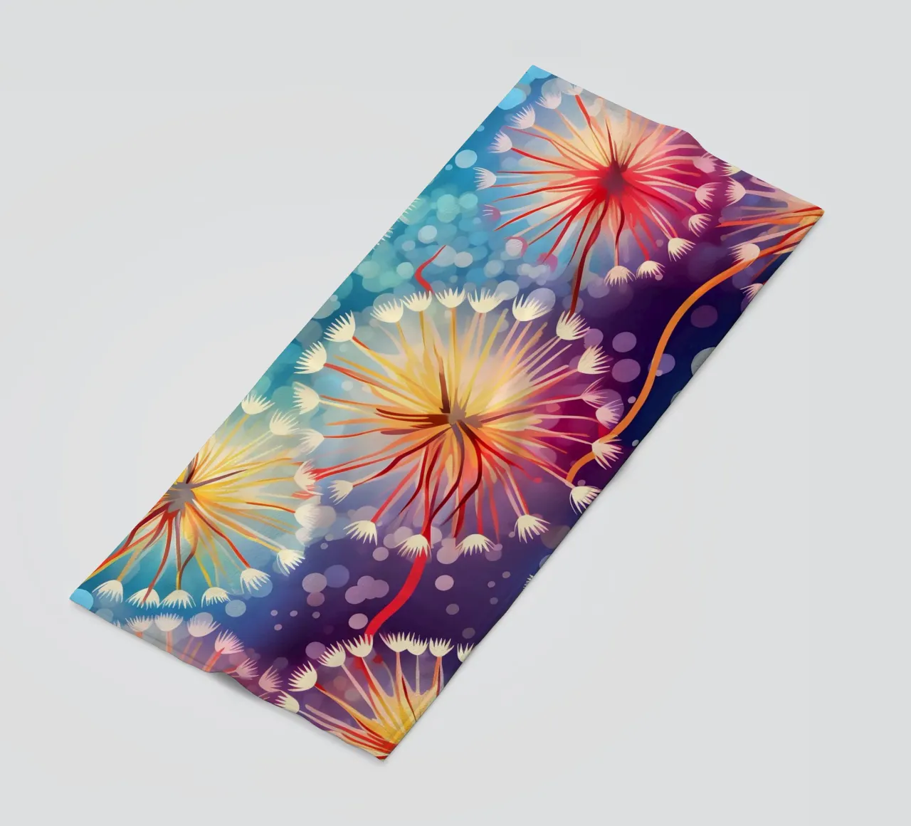Cosmic Bloom Dandelions beach towel by Botanical Pattern House