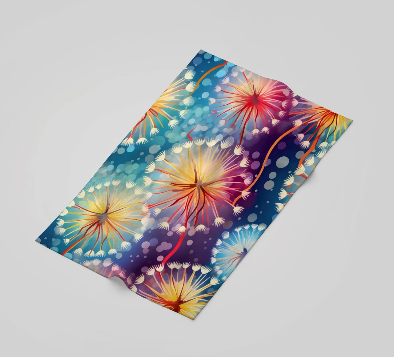Cosmic Bloom Dandelions beach towel by Botanical Pattern House