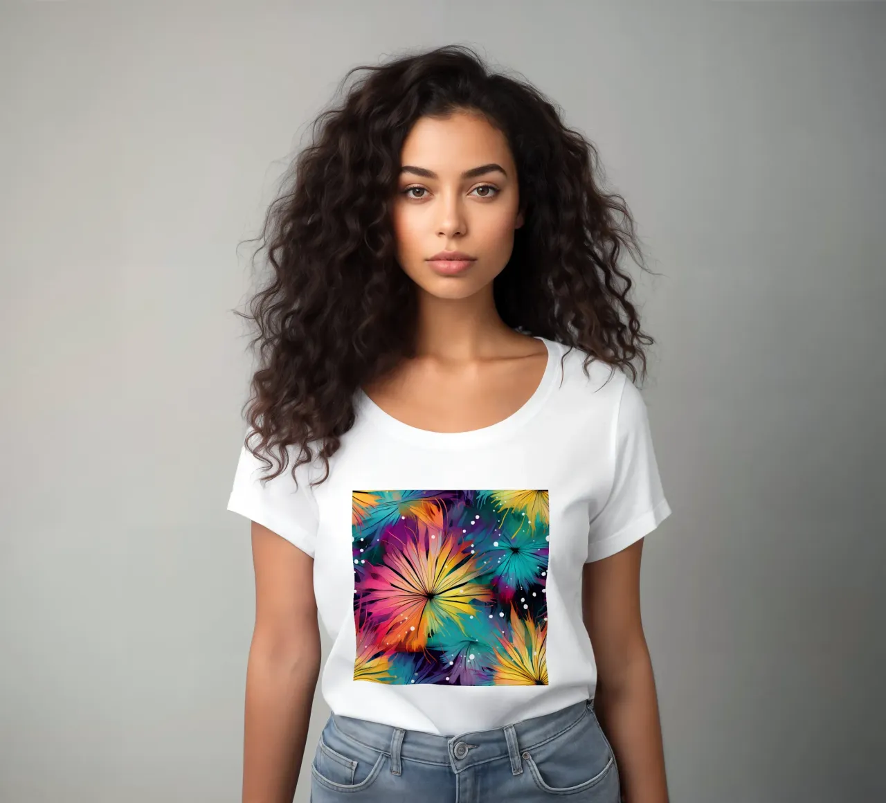 Dente di leone a fioritura cosmica t-shirt da donna da Botanical Pattern House