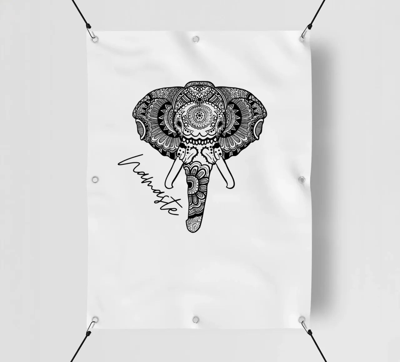 Elefante Namaste in stile mandala boho telo in pvc da ArtDesign by KBK