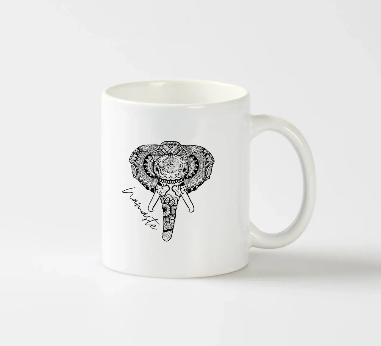 Elefante Namaste in stile mandala boho tazza in ceramica da ArtDesign by KBK