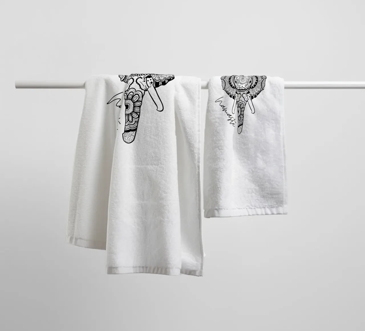 Namaste elephant in mandala boho style towel by ArtDesign by KBK