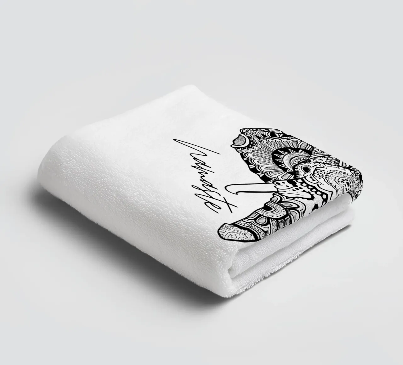Namaste elephant in mandala boho style towel by ArtDesign by KBK