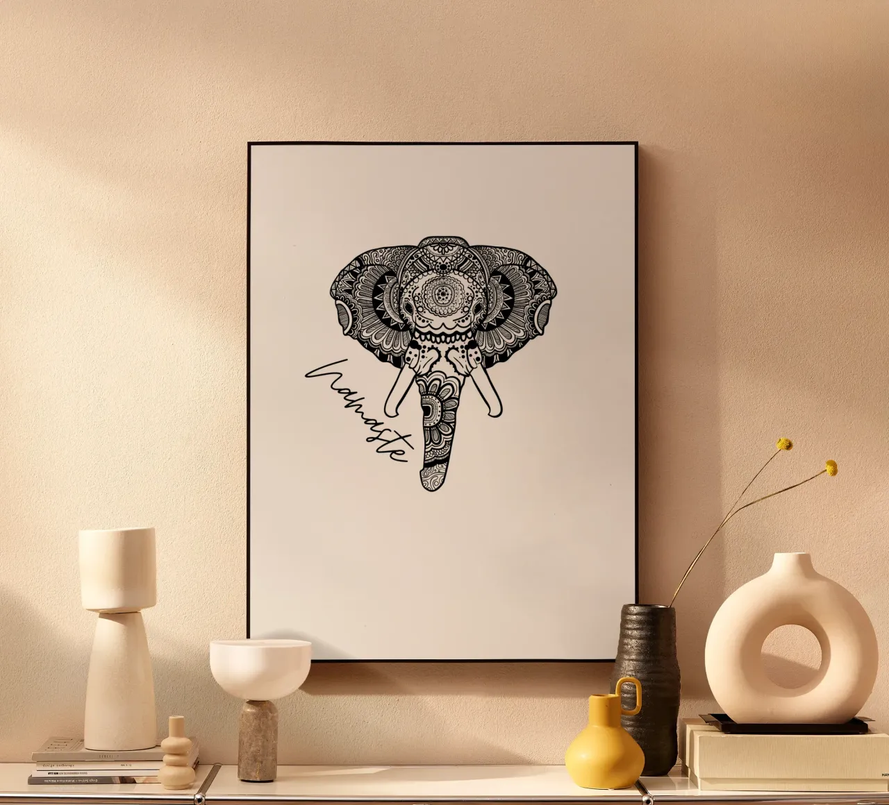 Namaste elefante en mandala estilo boho metacrilato de ArtDesign by KBK