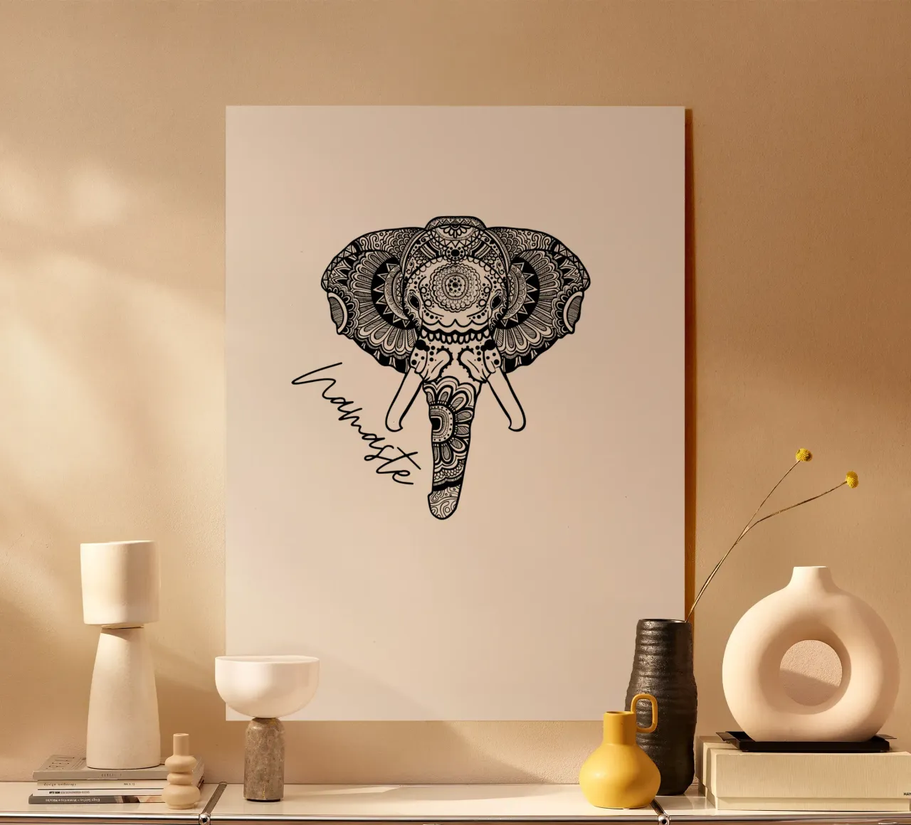 Namaste elefante en mandala estilo boho metacrilato de ArtDesign by KBK