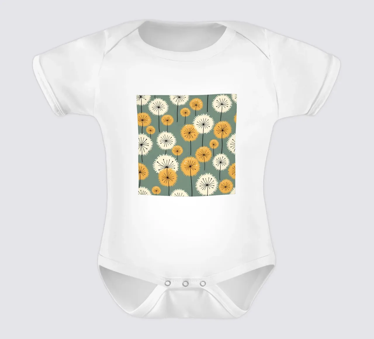 Amber Whimsy Pusteblumen Kurzarm Babybody von Botanical Pattern House