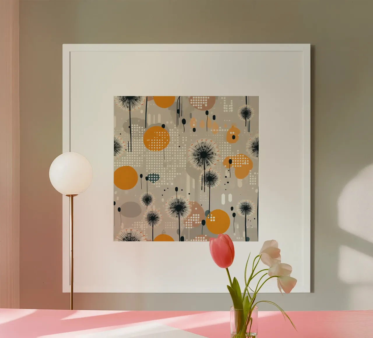 Denti di leone capricciosi d'ambra poster da Botanical Pattern House