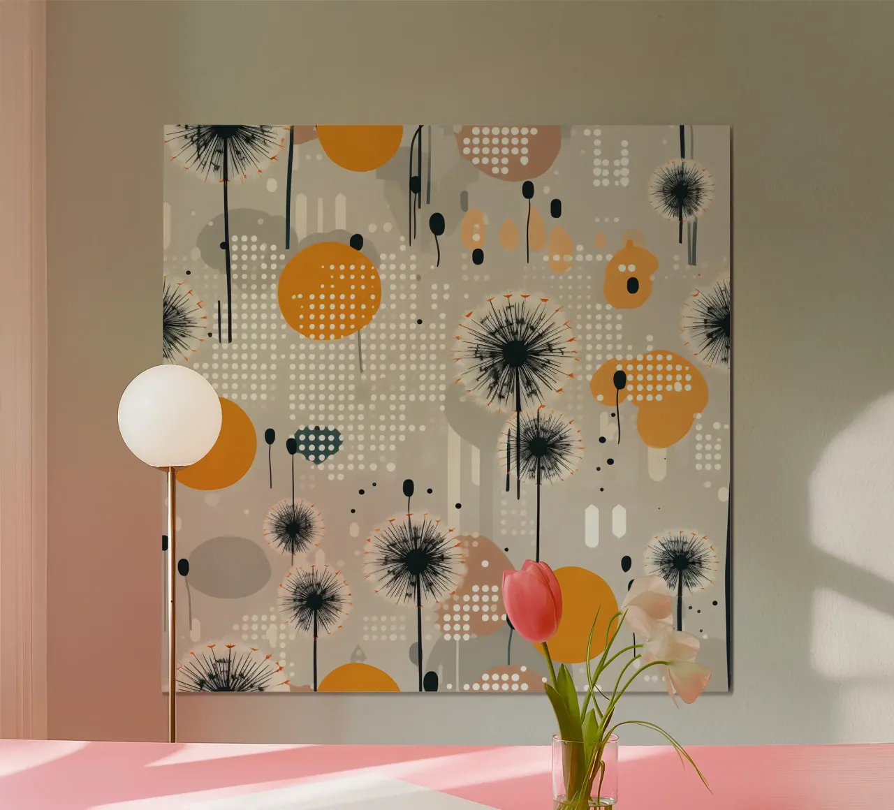 Denti di leone capricciosi d'ambra poster da Botanical Pattern House