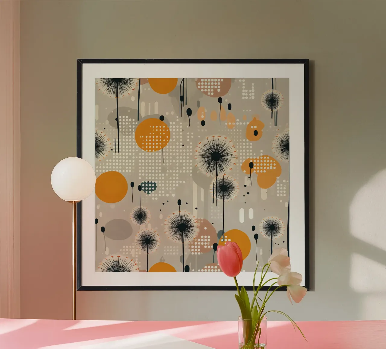 Denti di leone capricciosi d'ambra poster da Botanical Pattern House