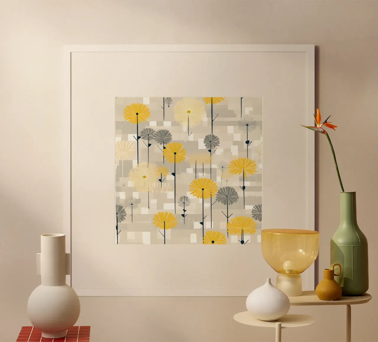 Denti di leone capricciosi d'ambra poster da Botanical Pattern House