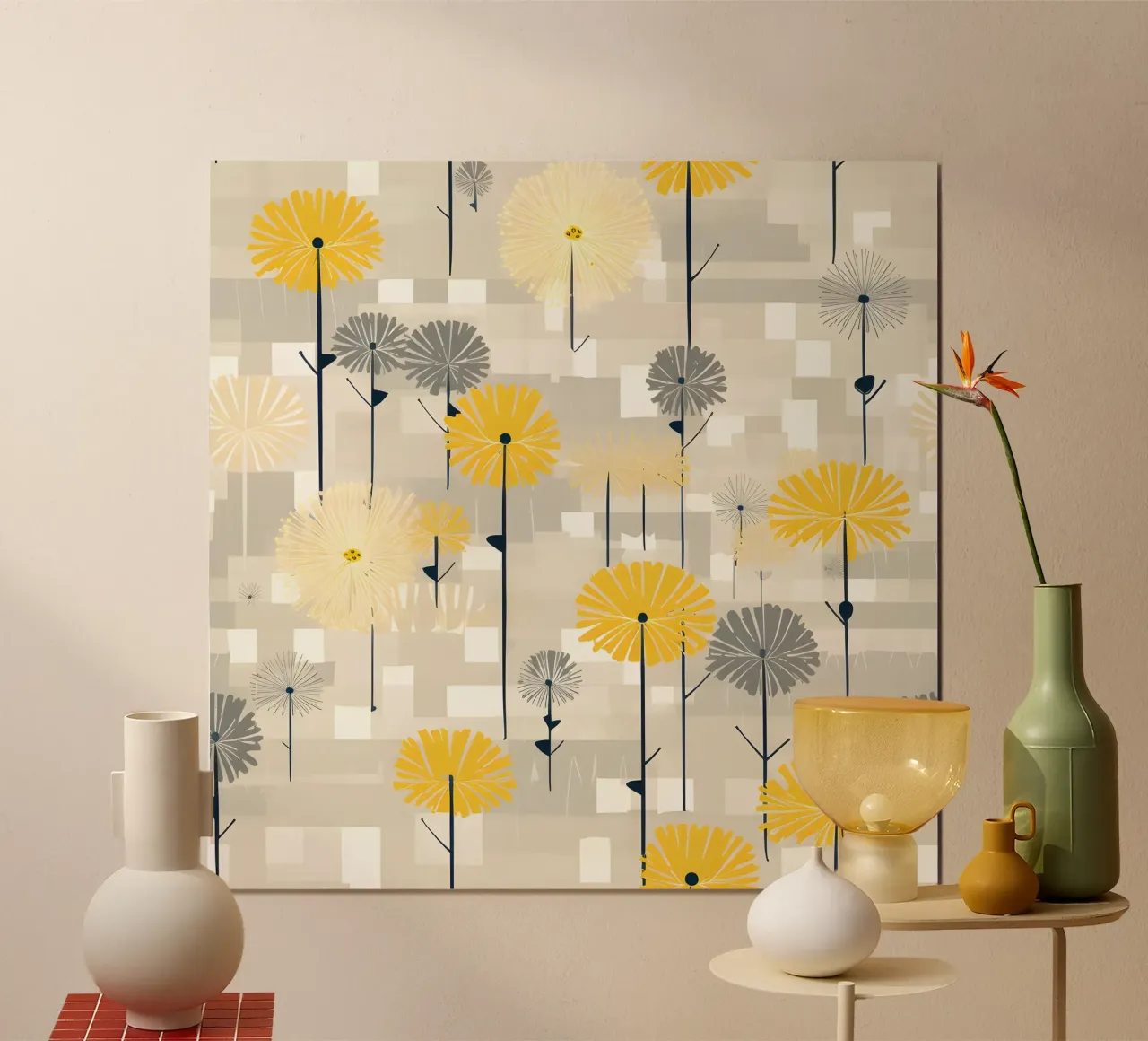 Denti di leone capricciosi d'ambra poster da Botanical Pattern House