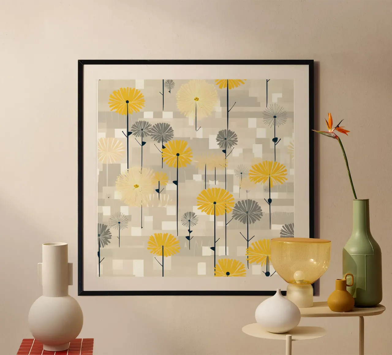 Denti di leone capricciosi d'ambra poster da Botanical Pattern House