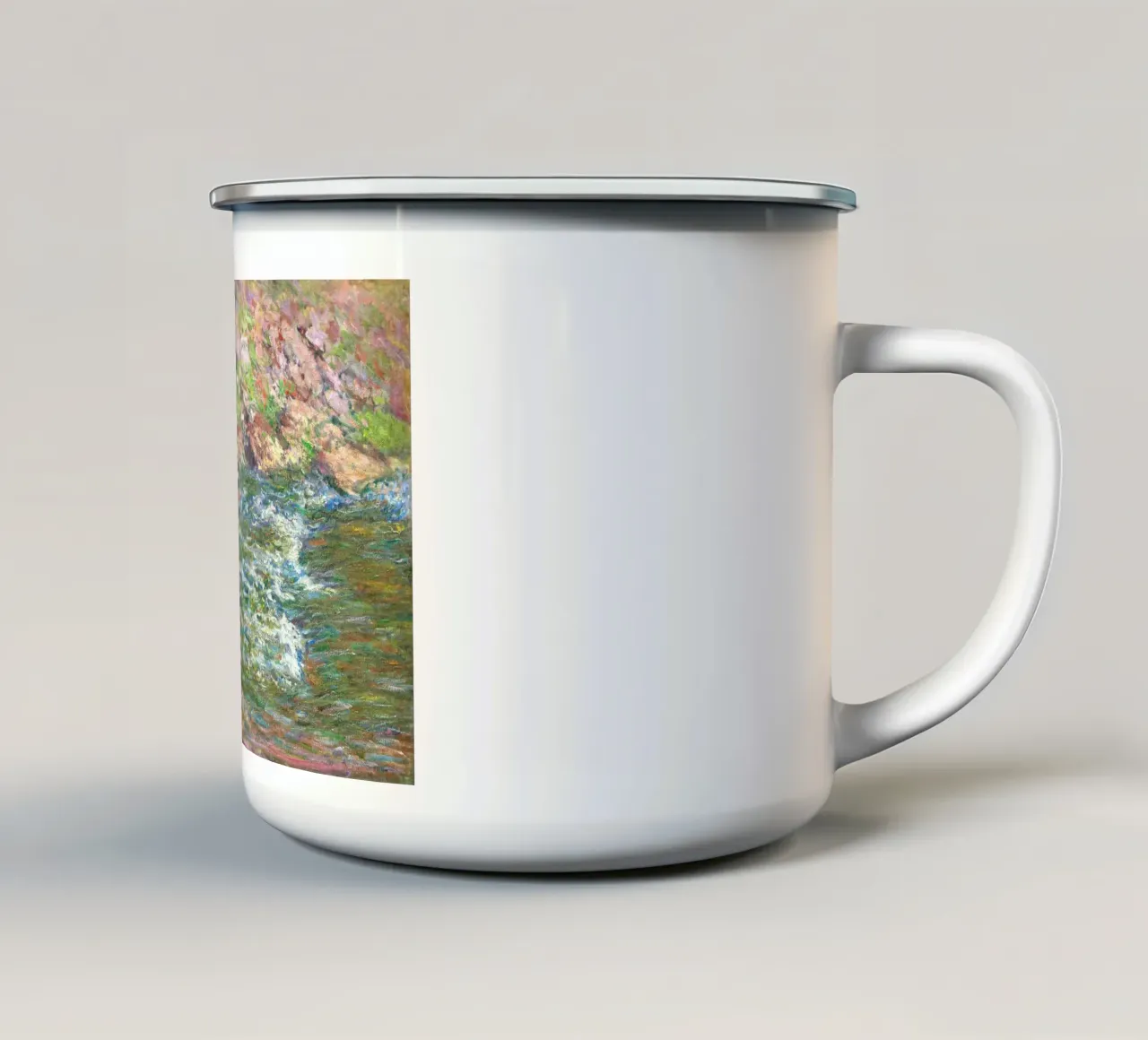 Rapide sulla Petite Creuse a Fresselines (1889) di Claude tazza in smalto da Monet Art Prints