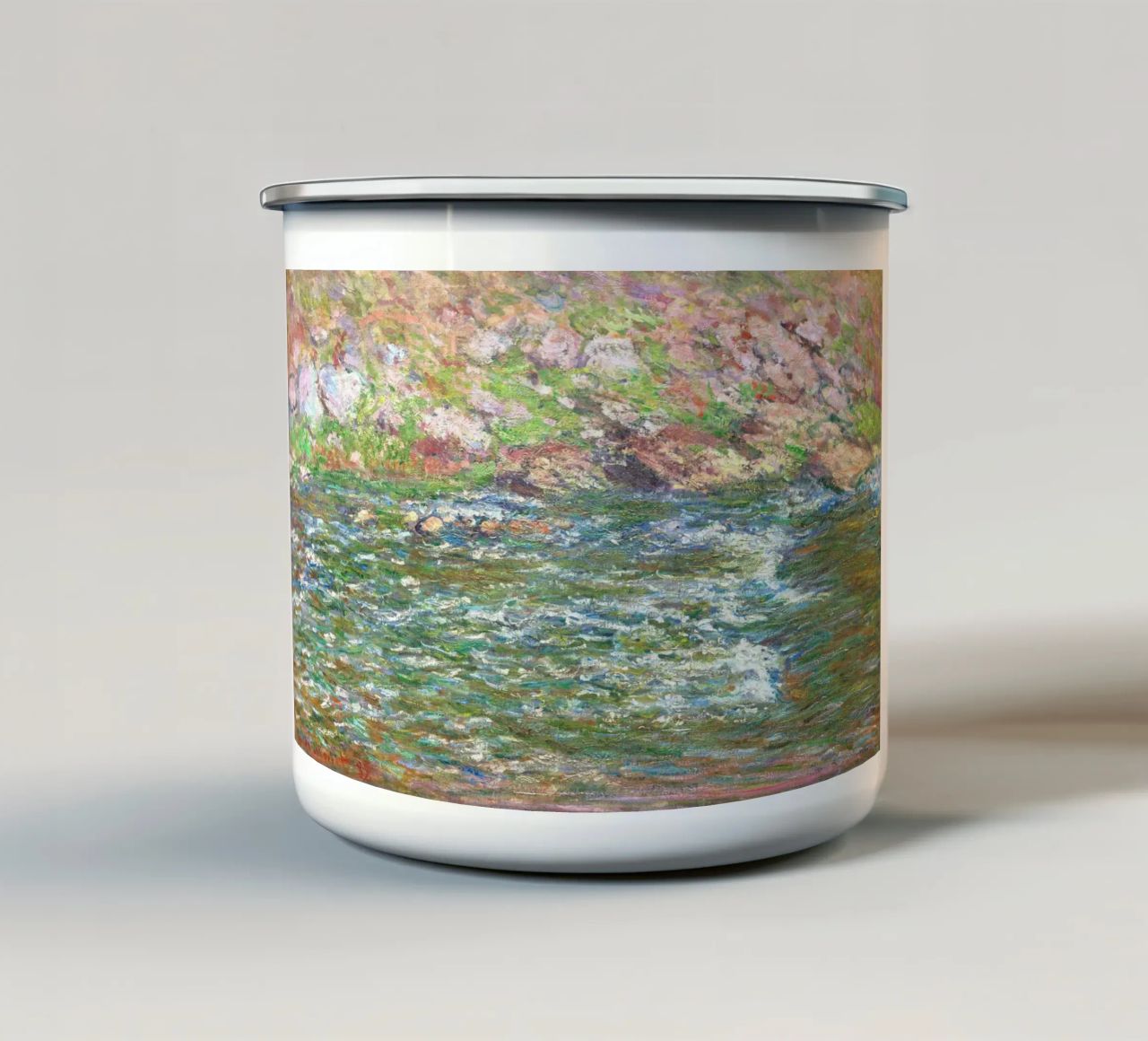 Rapide sulla Petite Creuse a Fresselines (1889) di Claude tazza in smalto da Monet Art Prints