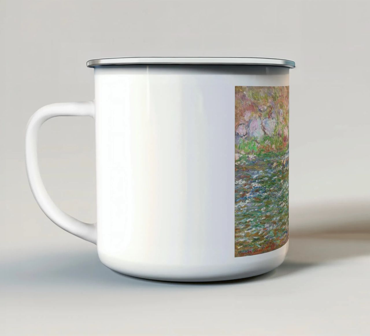 Rapide sulla Petite Creuse a Fresselines (1889) di Claude tazza in smalto da Monet Art Prints