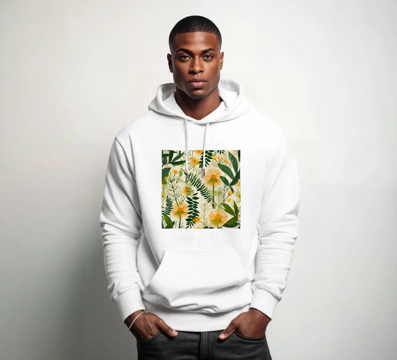 Fioritura del dente di leone felpa con cappuccio da Botanical Pattern House