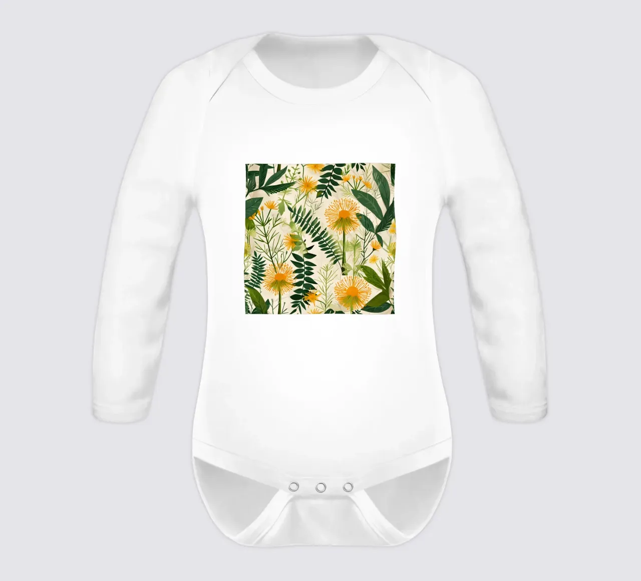 Flor de diente de león body de manga larga de Botanical Pattern House