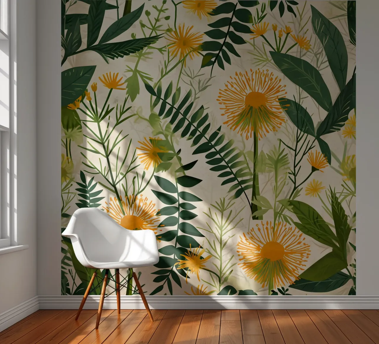 Flor de diente de león papel para pared de Botanical Pattern House