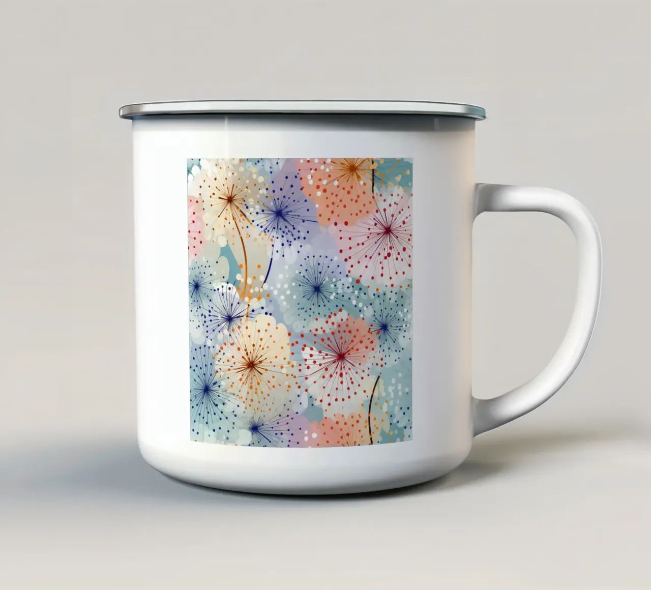 Denti di leone colorati tazza in smalto da Botanical Pattern House