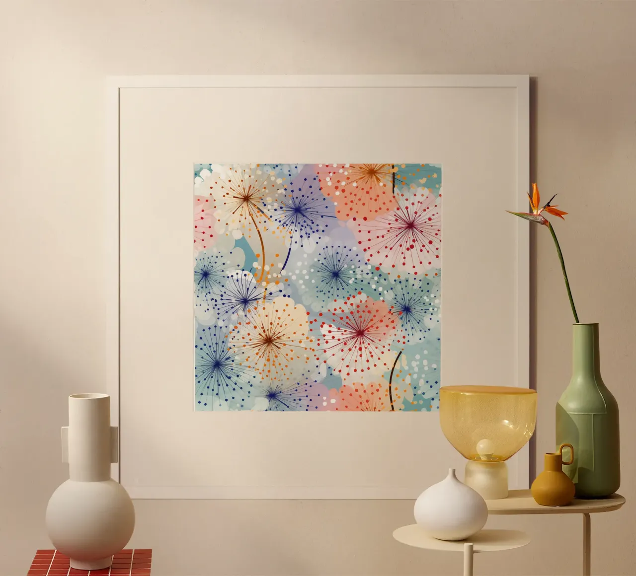 Denti di leone colorati poster da Botanical Pattern House