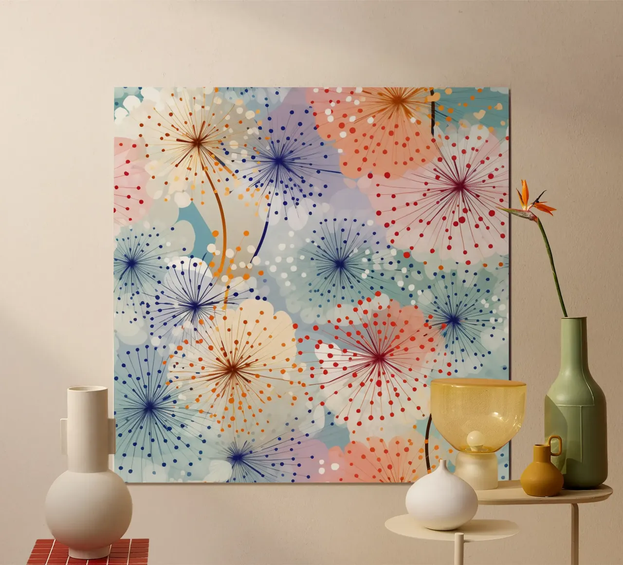 Denti di leone colorati poster da Botanical Pattern House