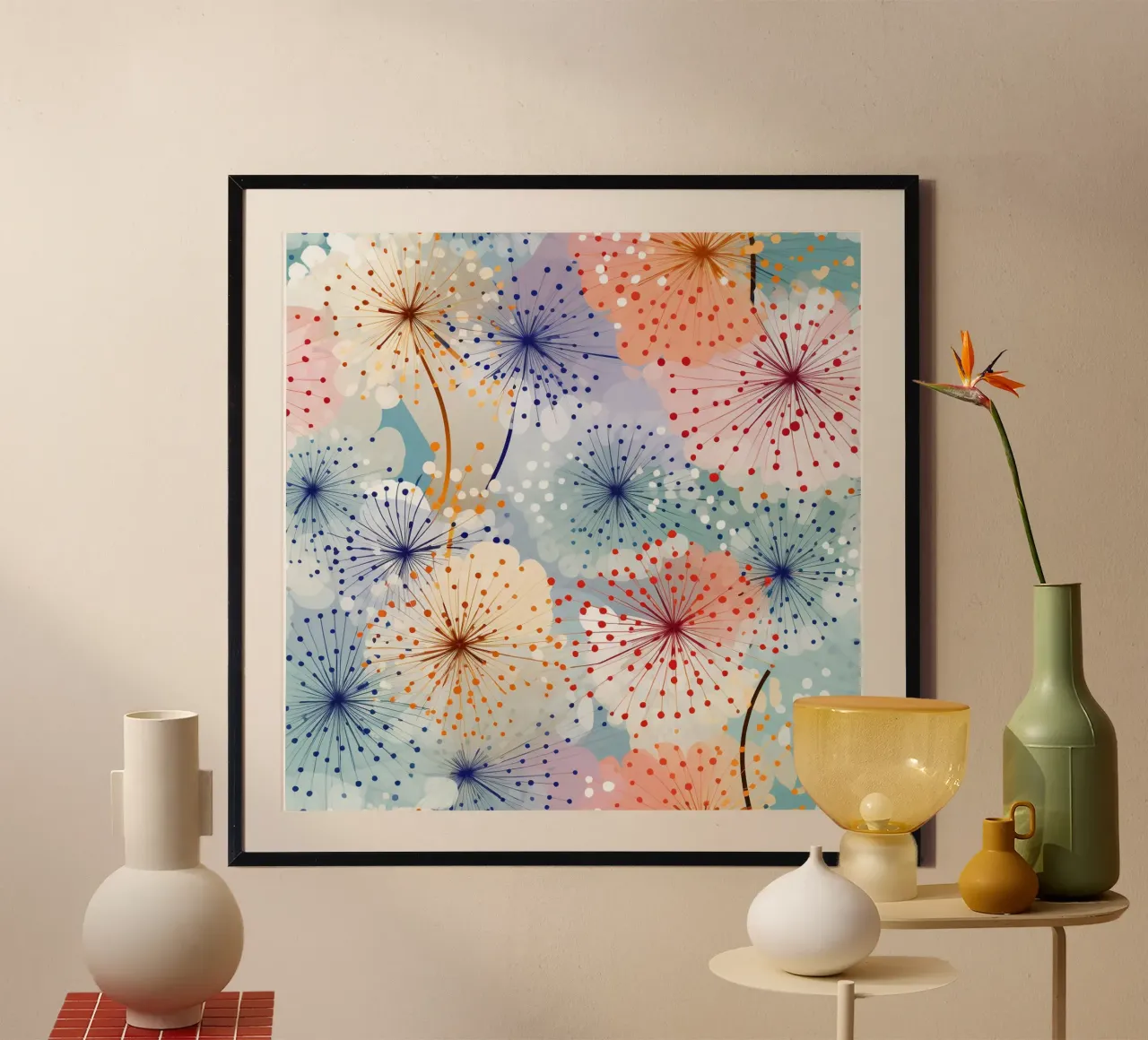 Denti di leone colorati poster da Botanical Pattern House