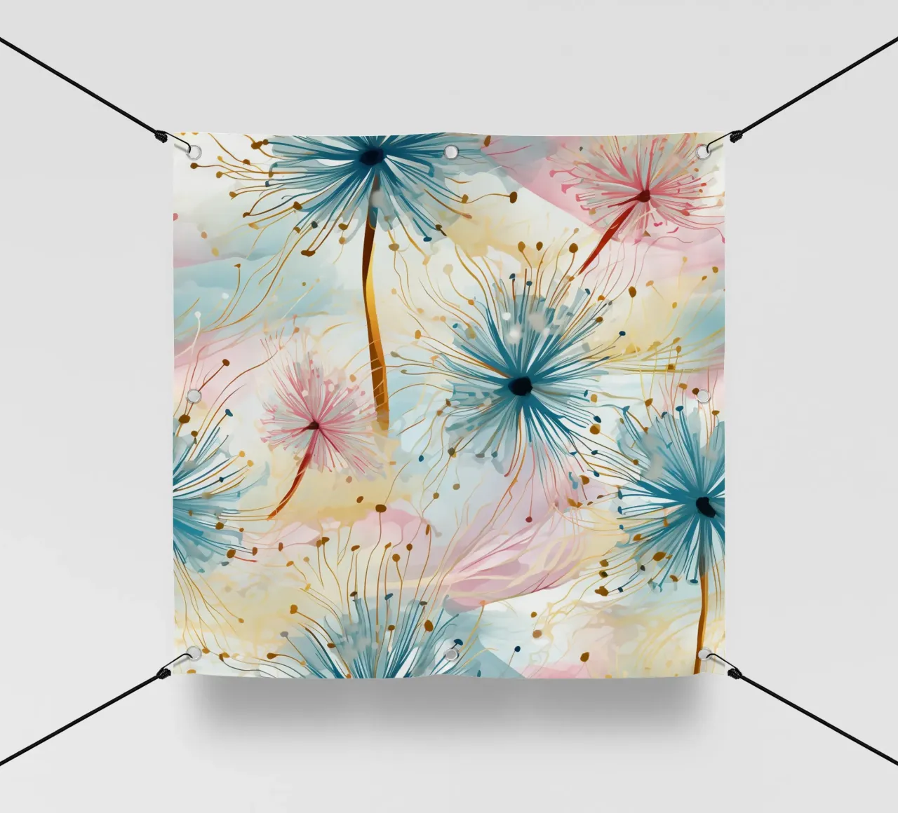 Denti di leone colorati telo in pvc da Botanical Pattern House