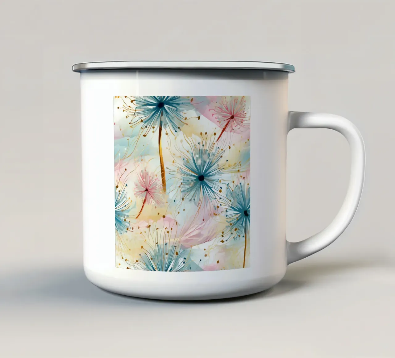 Denti di leone colorati tazza in smalto da Botanical Pattern House