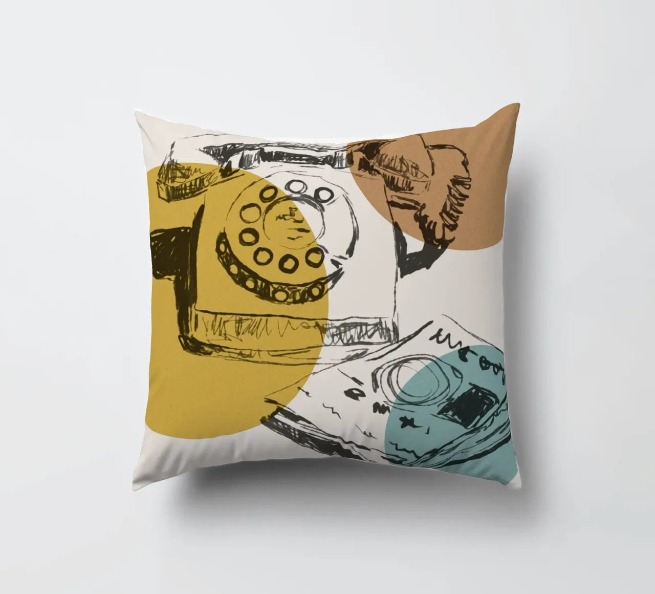 Retro Dial: Vintage Phone Art cuscino da Indigo Rain
