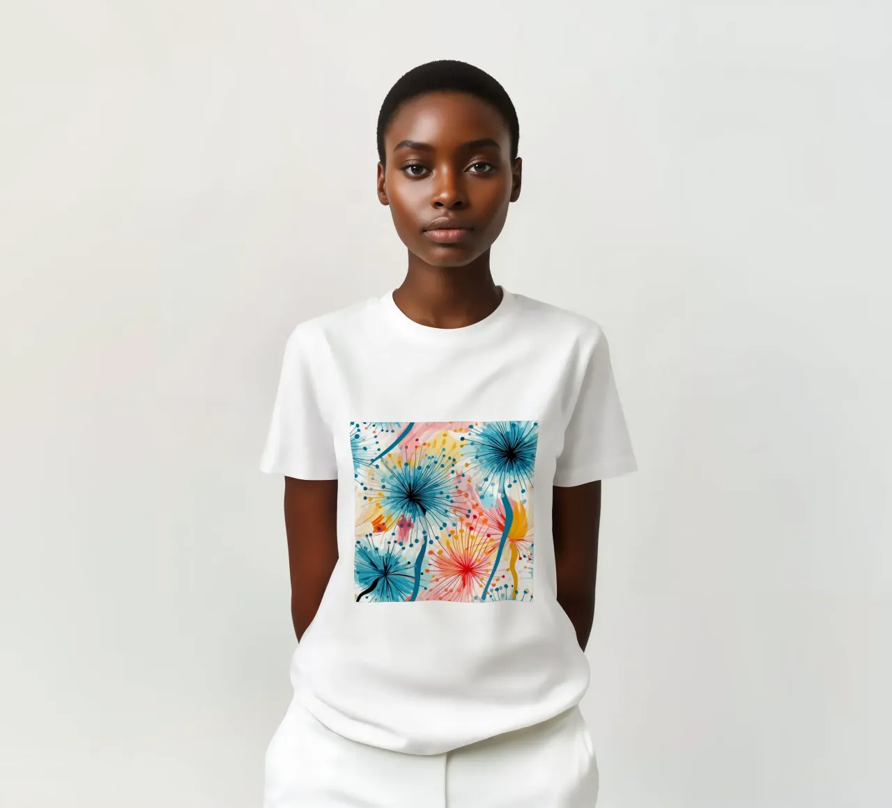 Denti di leone colorati t-shirt da Botanical Pattern House