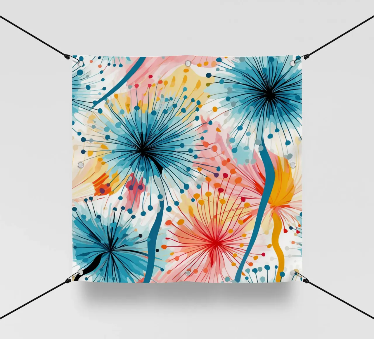 Denti di leone colorati telo in pvc da Botanical Pattern House