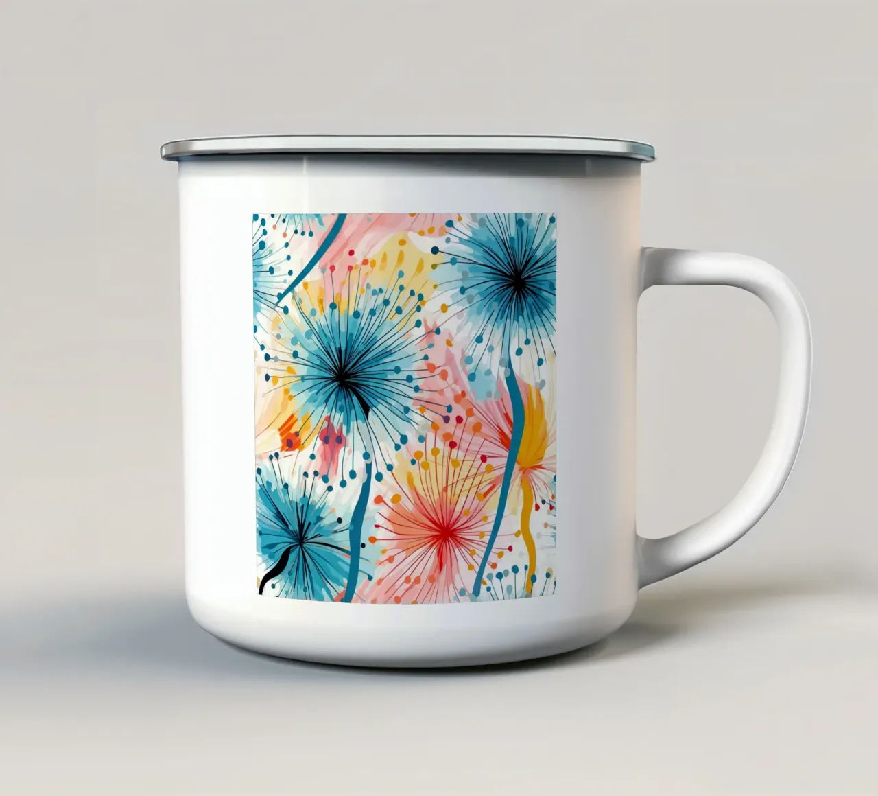 Denti di leone colorati tazza in smalto da Botanical Pattern House
