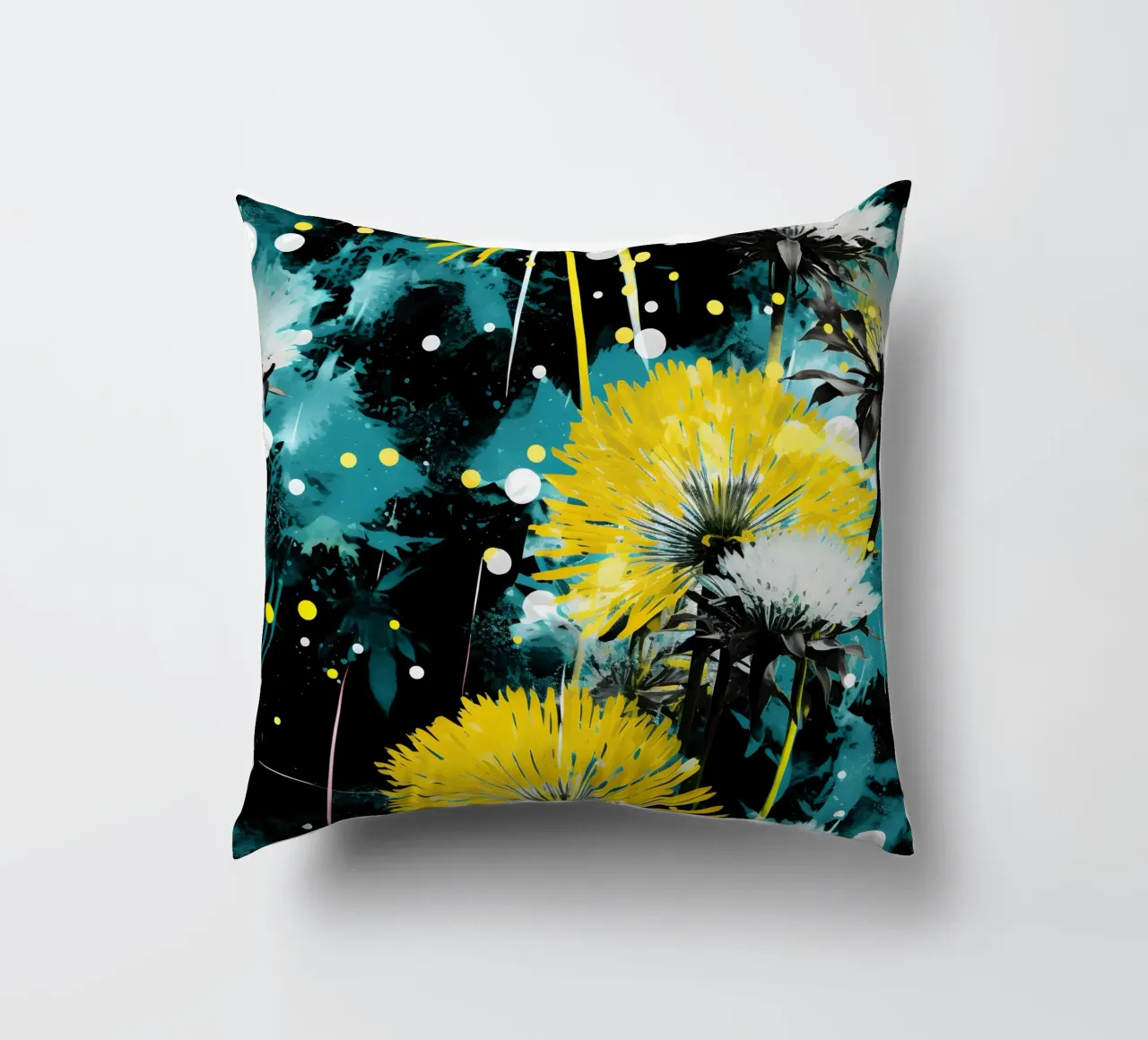 Dente di leone in fiore elettrico cuscino da Botanical Pattern House