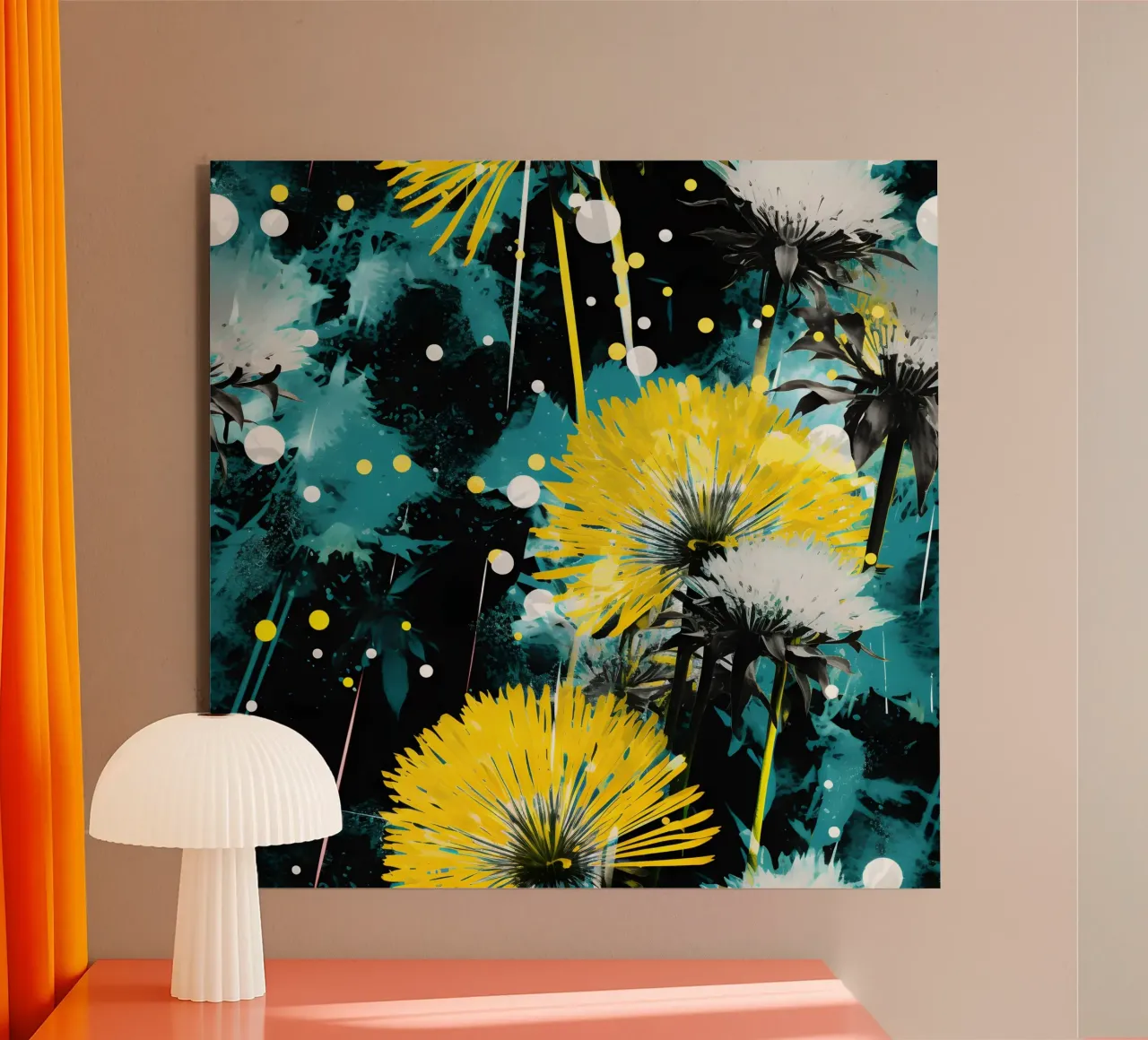 Electric Bloom Dandelions alu-dibond by Botanical Pattern House