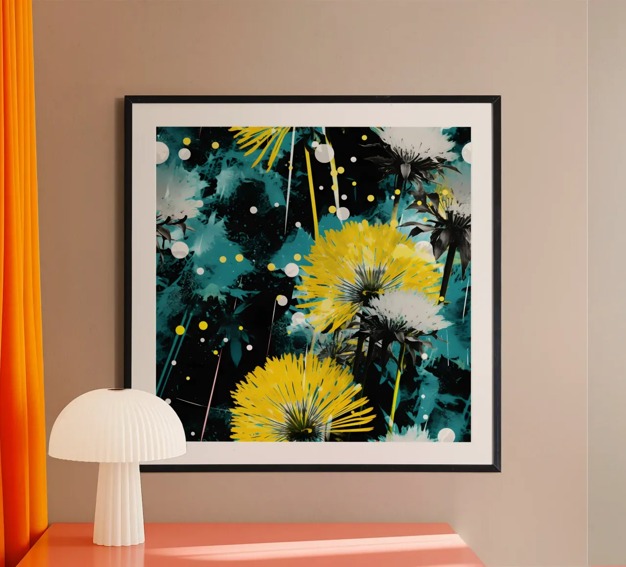 Dente di leone in fiore elettrico poster da Botanical Pattern House